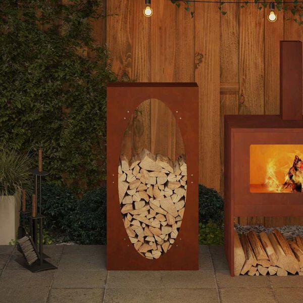 vidaXL Brandhoutrek 50x23x100 cm weervast staal