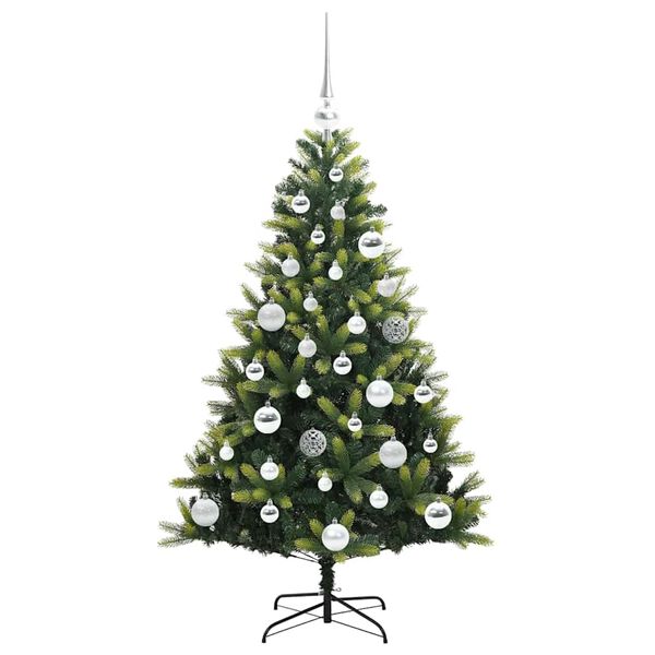 vidaXL Kunstkerstboom met scharnier 150 LEDs Groen 120 cm PVC en PE