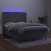 vidaXL Boxspring met matras en LED fluweel lichtgrijs 140x200 cm