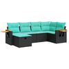 vidaXL 6-delige Loungeset met kussens poly rattan zwart