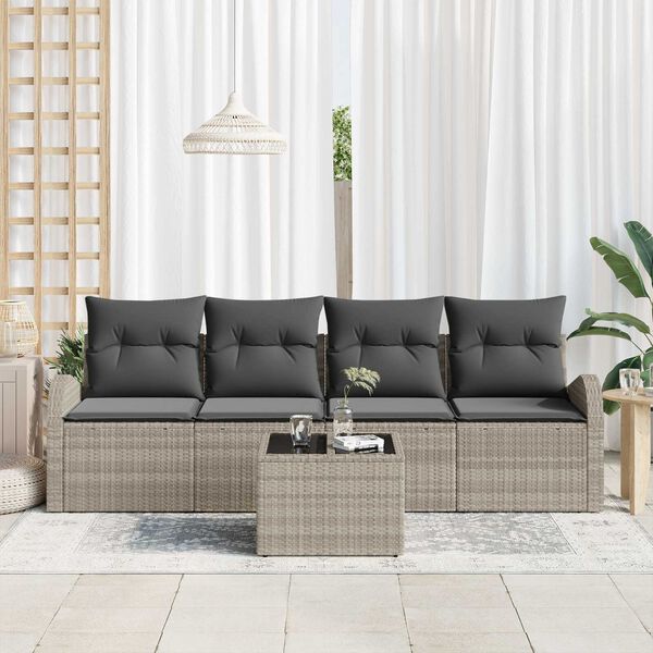 vidaXL Tuin Sofa Set Lichtgrijs 55 x 55 x 37 cm poly rattan