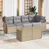 vidaXL Tuin Sofa Set met kussen met opslag 7 pcs Beige Poly riet