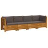 vidaXL Buiten bankenset met kussen 4 Stuk Bruin Massief Acaciahout
