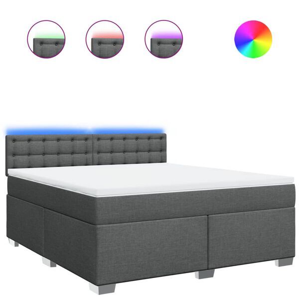 vidaXL Boxspring met matras stof donkergrijs 180x200 cm