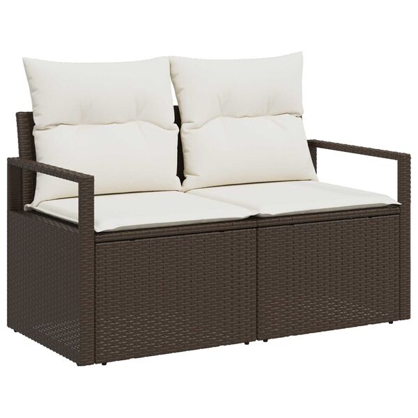 vidaXL Tuin Sofa Set met opslag 9 pcs Bruin Poly riet