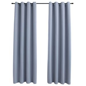 vidaXL Gordijn verduisterend met metalen ringen 2 st 140x225 cm grijs
