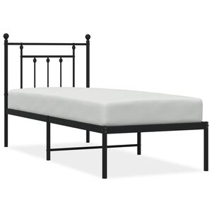 vidaXL Bedframe met hoofdbord metaal zwart 75x190 cm