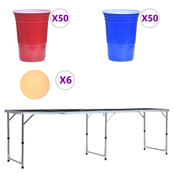 vidaXL Bierpongtafel met bekers en ballen inklapbaar 240 cm