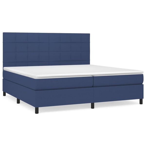 vidaXL Boxspring met matras stof blauw 200x200 cm