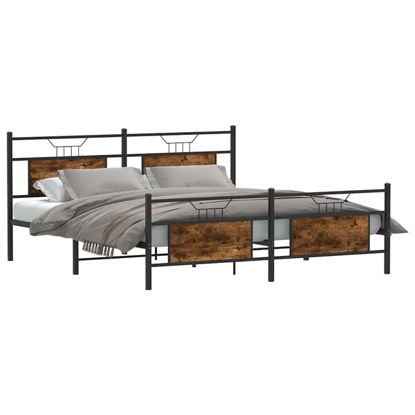 vidaXL Bedframe zonder matras metaal gerookt eikenkleurig 183x213 cm