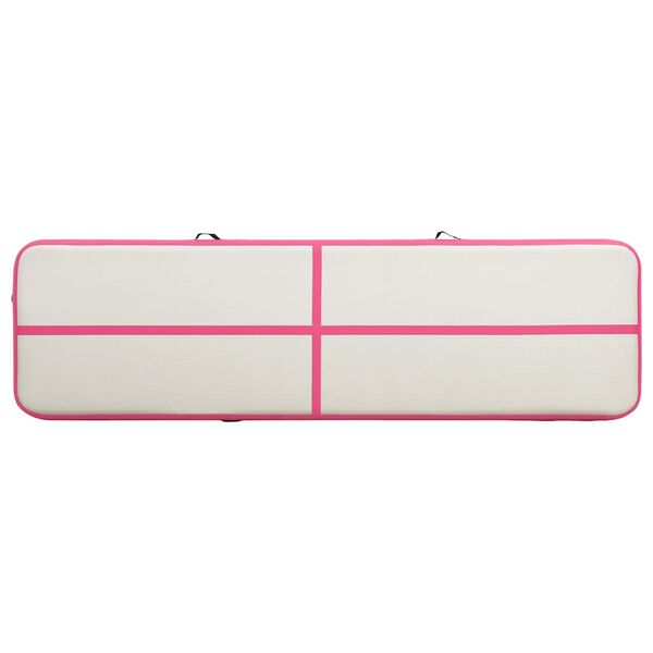 vidaXL Gymnastiekmat met pomp opblaasbaar 800x100x15 cm PVC roze