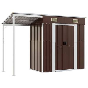 vidaXL Tuinschuur met verlengd dak 277x107x181 cm staal bruin