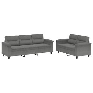 vidaXL 2-delige Loungeset met kussens microvezelstof donkergrijs