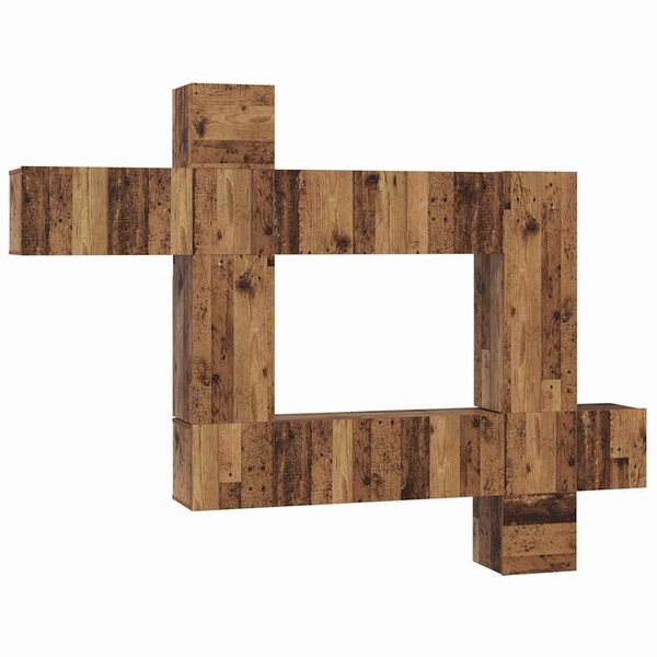 vidaXL Tv-meubelset Wandgemonteerd 10 pcs Oud Hout Bewerkt hout