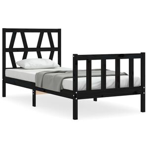 vidaXL Bedframe met hoofdbord massief hout zwart