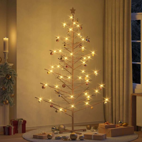 vidaXL Houten kerstboom met standaard Bruin 210 cm Massief grenenhout