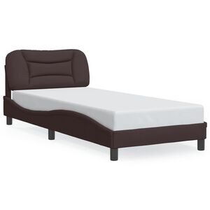 vidaXL Bedframe met LED zonder matras "Hvar" 90x190 cm stof donkerbruin