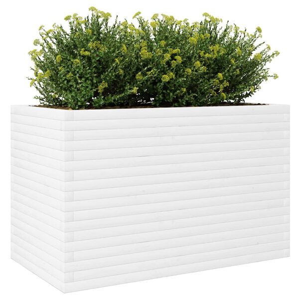 vidaXL Plantenbak 110x60x68,5 cm massief grenenhout wit