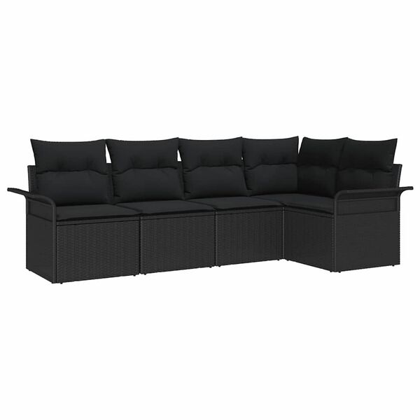 vidaXL Tuin Sofa Set met opslag 5 pcs Zwart poly rattan