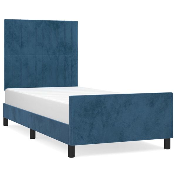 vidaXL Bedframe zonder matras 90x190 cm fluweel donkerblauw
