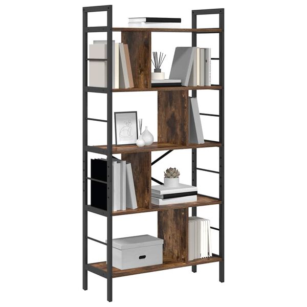 vidaXL Boekenkast Gerookt eiken 75 x 30 x 156 cm Bewerkt hout