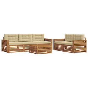 vidaXL Buiten bankenset met kussen 6 pcs Natuurlijk en Beige