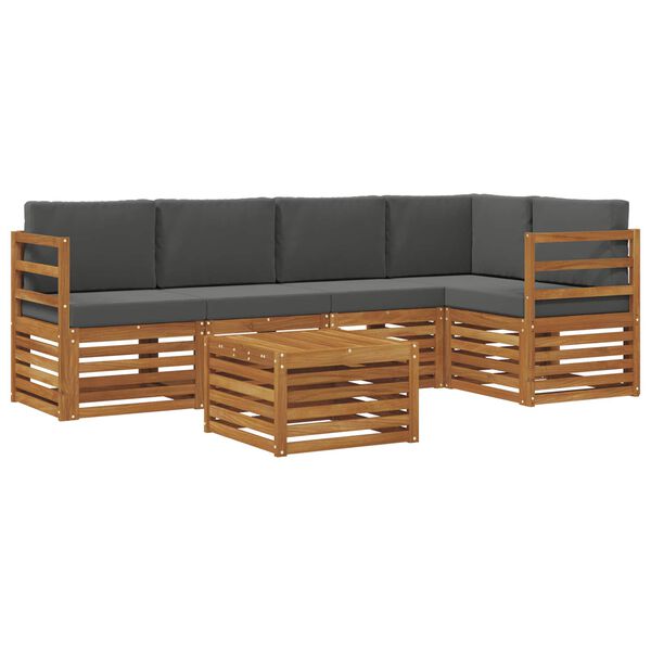 vidaXL Sofa-Sets 6 pcs Natuurlijk en Antraciet Massief Acaciahout