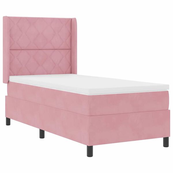 vidaXL Boxspring bed met hoofdeinde Roze 90 x 190 cm Fluweel