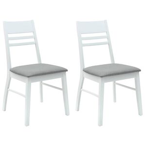 vidaXL Eettafelstoelen 2 st Massief Rubberhout Wit 43 x 54 x 89 cm