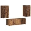 vidaXL TV Wandkast Set 4 st Oudhout Bewerkt hout