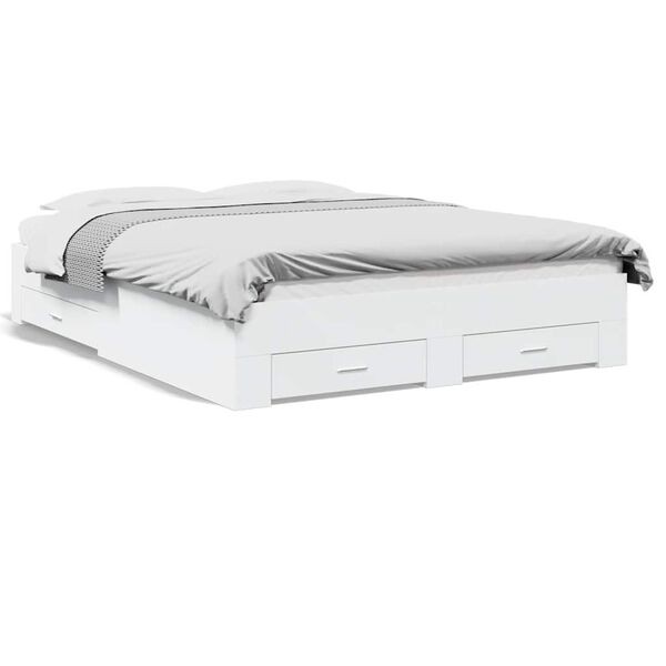 vidaXL Bedframe met lades bewerkt hout wit 150x200 cm