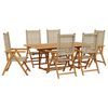 vidaXL 7-delige Tuinset poly rattan en massief hout beige