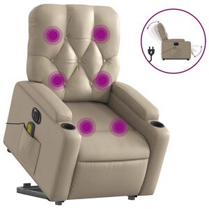 vidaXL Sta-op-massagestoel elektrisch kunstleer cappuccinokleurig