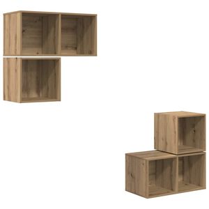 vidaXL Tv-meubelset 4 st Artisan Eiken Bewerkt hout
