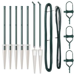 vidaXL Afrasteringspaal 7 pcs Groen Staal