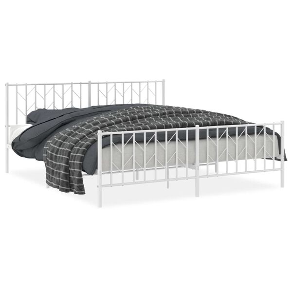 vidaXL Bedframe met hoofd- en voeteneinde&nbsp;metaal wit 183x213 cm