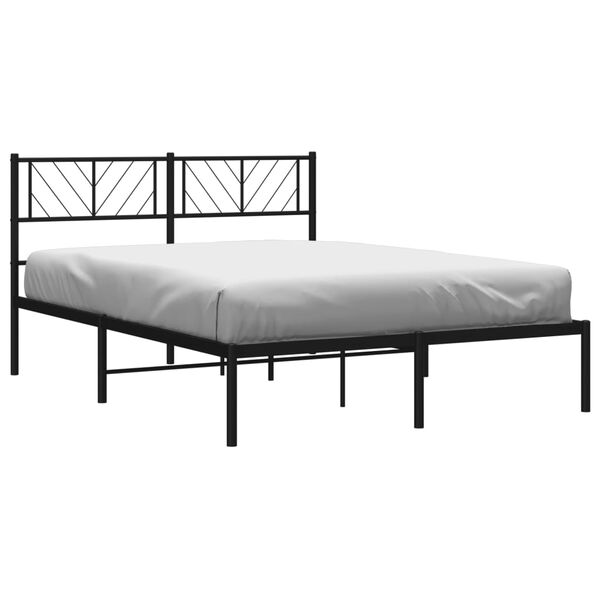 vidaXL Bedframe met hoofdbord metaal zwart 140x190 cm