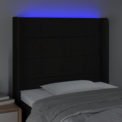 vidaXL Hoofdbord LED 83x16x118/128 cm stof zwart