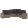 vidaXL 6-delige Loungeset met kussens poly rattan grijs