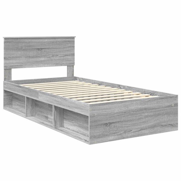 vidaXL Bedframe Grijs Sonoma 100 x 200 cm Massief grenenhout