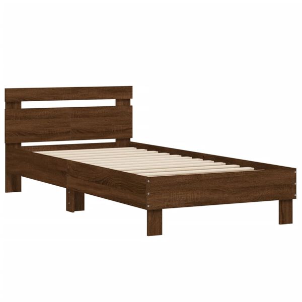 vidaXL Bedframe met hoofdbord zonder matras bruin eiken 100x200 cm