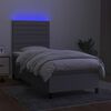 vidaXL Boxspring met matras en LED stof lichtgrijs 90x200 cm
