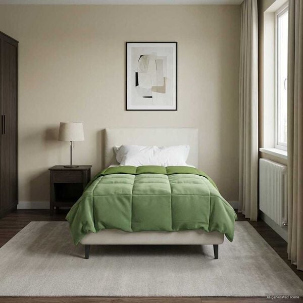 vidaXL Zomerdekbed Gekwilt Groen 135 x 220 cm Microfiber