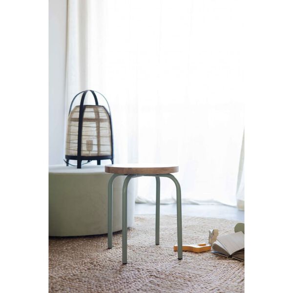 KidsDepot 2-delige Krukkenset Circle 30 cm mangohout grijs