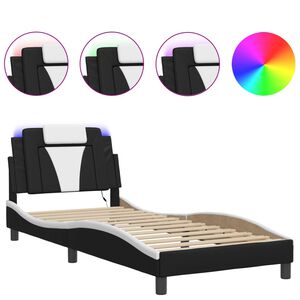 vidaXL Bedframe "Viana" met LED zonder matras zwart en wit 90x190 cm