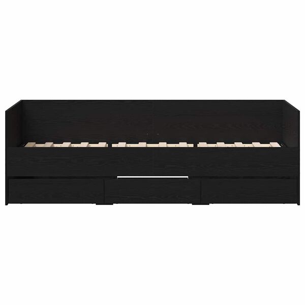 vidaXL Dagbedframe met lades Zwart eiken 90 x 190 cm Bewerkt hout