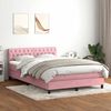 vidaXL Boxspring met matras en LED fluweel roze 140x210 cm