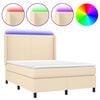 vidaXL Boxspring met matras en LED stof cr&egrave;mekleurig 140x190 cm