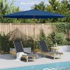 vidaXL Parasol met houten paal 350 cm blauw