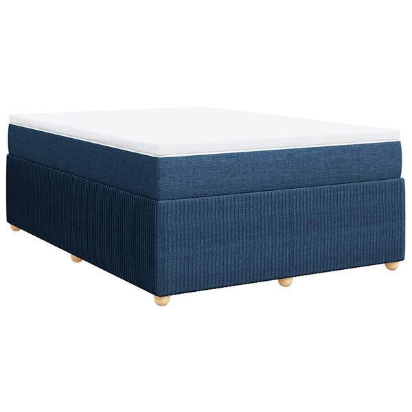 vidaXL Boxspring met matras stof blauw 140x200 cm